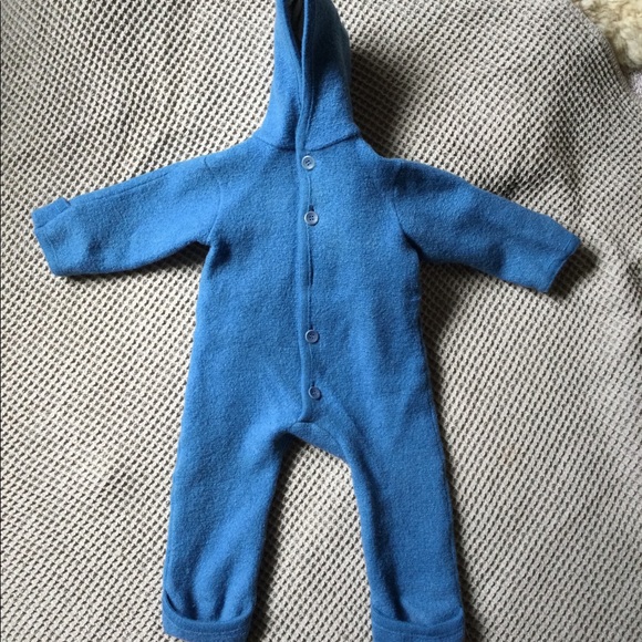 SOLD - 6/12M Disana Boiled Wool Blue Coverall - Picture 1 of 6